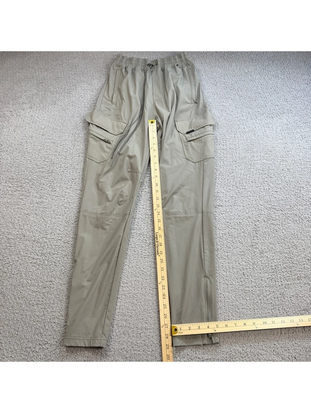 Represent 247 Cargo Pants S Taupe Beige Ripstop Techwear Utility Zip Hem Stretch